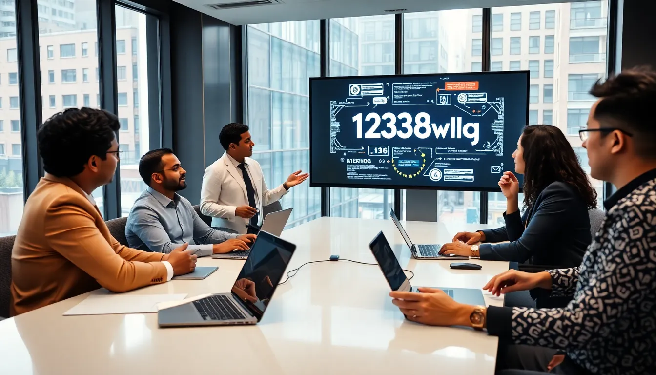 diverse team discussing technology concepts in a modern office.